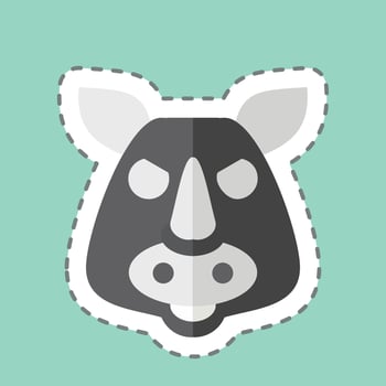 Sticker line cut Rhino. related to Animal symbol. simple design editable. simple illustration vector