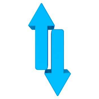 blue arrows pointing in opposite directions on a transparent background png