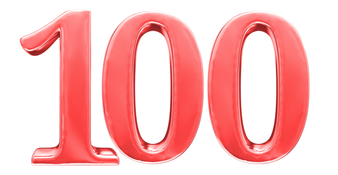 100 red text on transparent background png