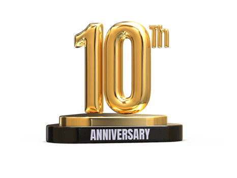 10th anniversary gold trophy on a white background png