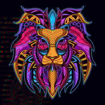 lion head pattern artwork illustration vector