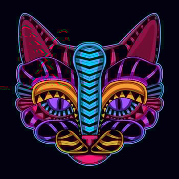 cat face pattern artwork illustration vector