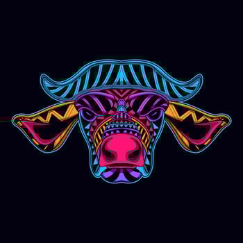 bull face pattern artwork illustration vector