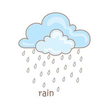 Alphabet R For Rain Vocabulary School Lesson Cartoon Illustration Vector Clipart Sticker