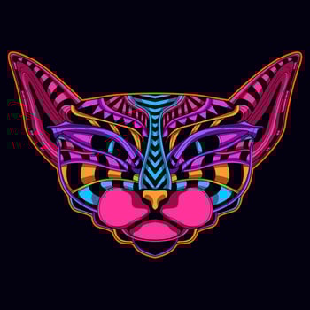 cat face pattern artwork illustration vector