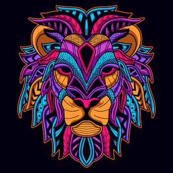lion head pattern artwork illustration vector