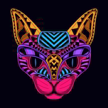 cat face pattern artwork illustration vector