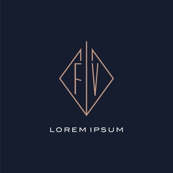 Monogram FV logo with diamond rhombus style, Luxury modern logo design vector