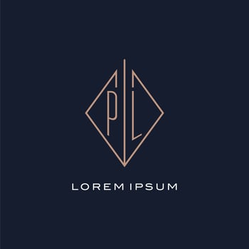 Monogram PL logo with diamond rhombus style, Luxury modern logo design vector