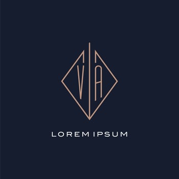 Monogram VA logo with diamond rhombus style, Luxury modern logo design vector