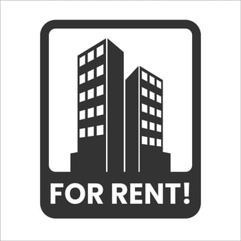 Vector illustration of apartment for rent icon in dark color and white background