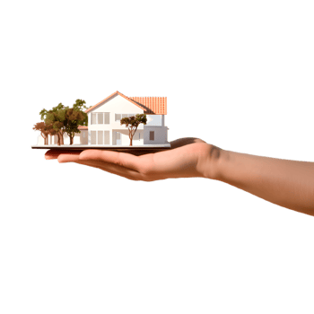 Hand holding house real estate and property model png