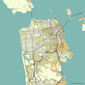 Vector city map of San Francisco California USA