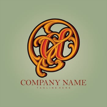 Gilded elegance luxury symbol At Sign monogram logo  vector illustrations for your work logo, merchandise t-shirt, stickers and label designs, poster, greeting cards advertising business company
