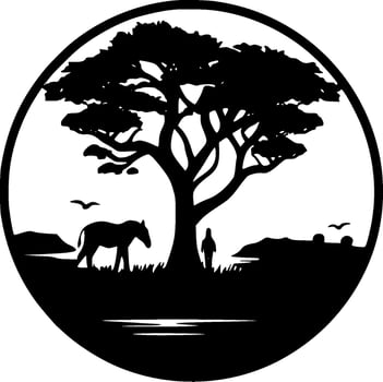 Africa, Black and White Vector illustration
