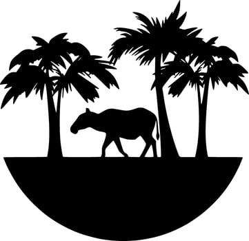 Africa, Black and White Vector illustration