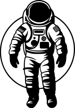 Astronaut - Black and White Isolated Icon - Vector illustration
