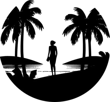 Beach - Black and White Isolated Icon - Vector illustration