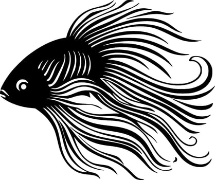 Beta Fish - Black and White Isolated Icon - Vector illustration