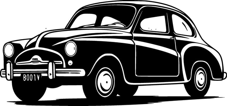 Car - Black and White Isolated Icon - Vector illustration