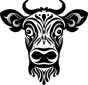 Cow, Black and White Vector illustration