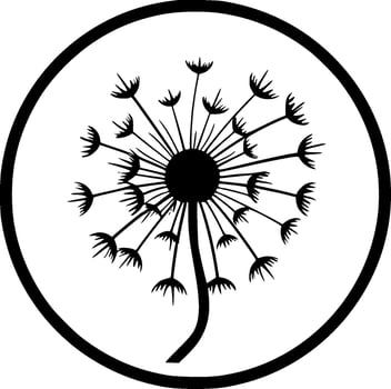 Dandelion - Black and White Isolated Icon - Vector illustration
