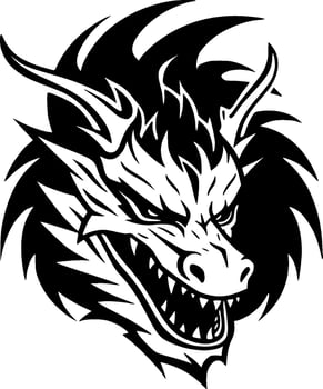 Dragon, Black and White Vector illustration
