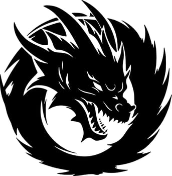 Dragon - Black and White Isolated Icon - Vector illustration