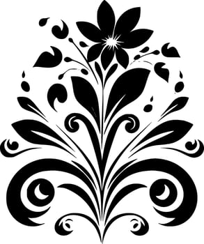 Flower - Black and White Isolated Icon - Vector illustration