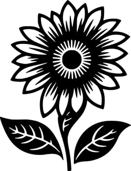 Flower - Black and White Isolated Icon - Vector illustration