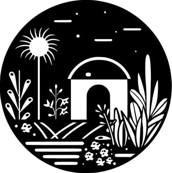 Garden, Black and White Vector illustration