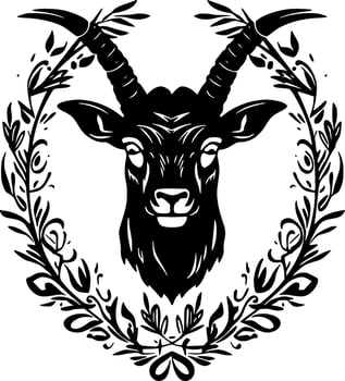 Goat, Black and White Vector illustration