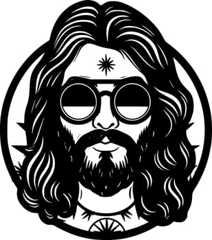 Hippie, Minimalist and Simple Silhouette - Vector illustration