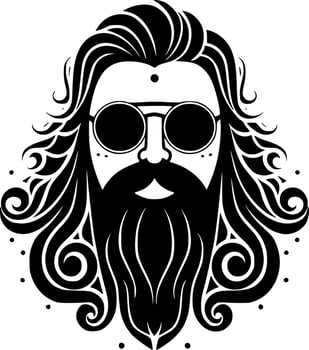 Hippie - Black and White Isolated Icon - Vector illustration