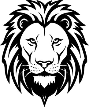 Lion, Black and White Vector illustration