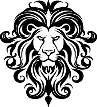 Lion, Black and White Vector illustration