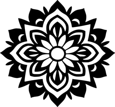 Mandala, Black and White Vector illustration