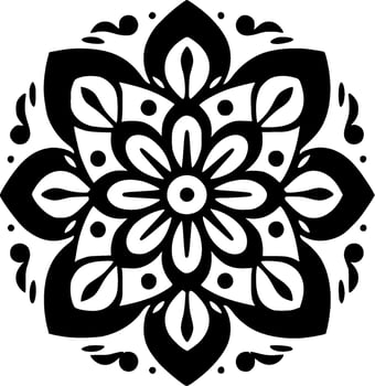 Mandala, Black and White Vector illustration
