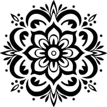 Mandala - Black and White Isolated Icon - Vector illustration