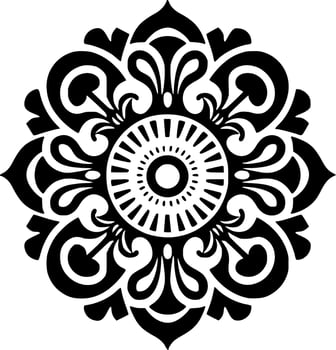 Mandala - Black and White Isolated Icon - Vector illustration