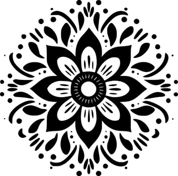 Mandala, Black and White Vector illustration