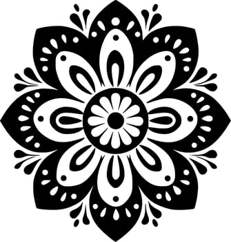 Mandala - Black and White Isolated Icon - Vector illustration