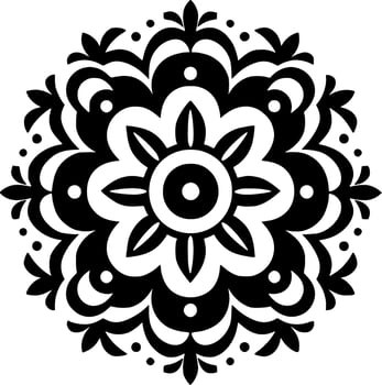 Mandala, Black and White Vector illustration