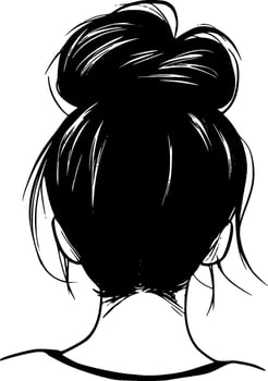 Messy Bun - Black and White Isolated Icon - Vector illustration