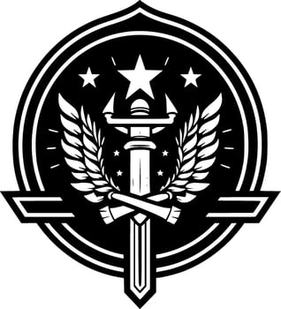Military - Black and White Isolated Icon - Vector illustration