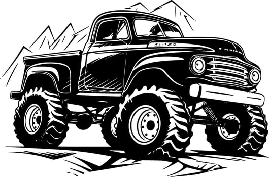 Monster Truck, Minimalist and Simple Silhouette - Vector illustration