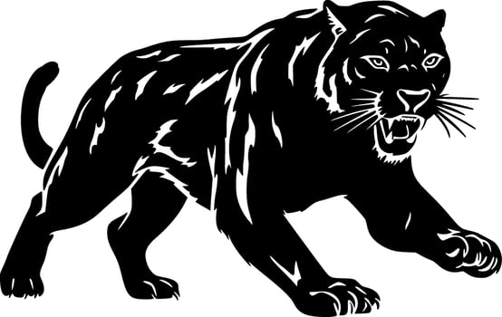 Panther, Black and White Vector illustration