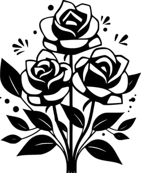 Roses - Black and White Isolated Icon - Vector illustration
