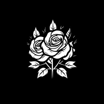 Roses - Black and White Isolated Icon - Vector illustration