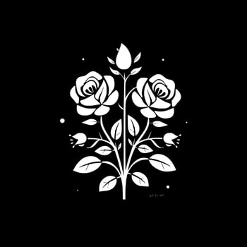 Roses - Black and White Isolated Icon - Vector illustration